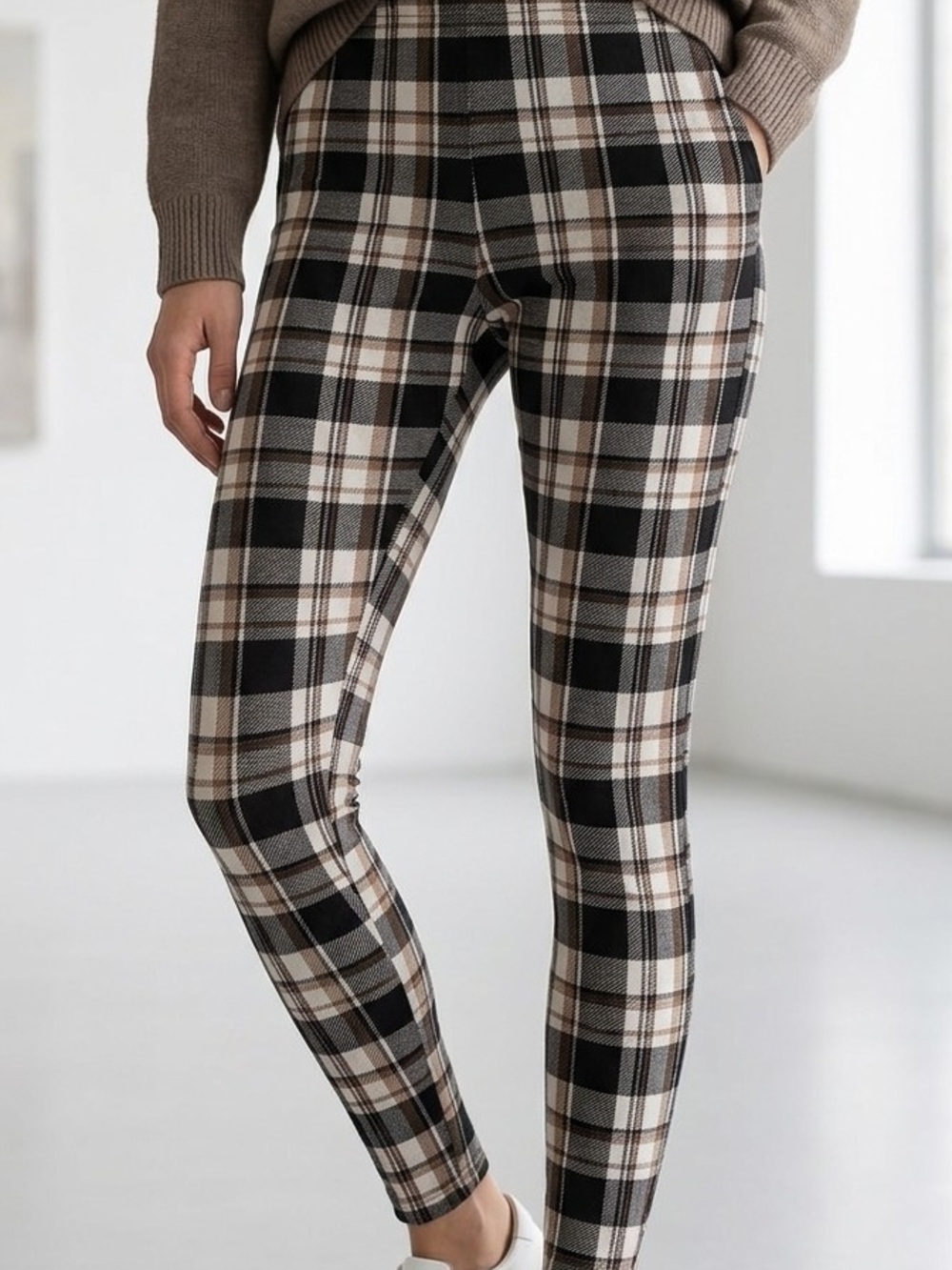 just be Plaid Leggings in Black, White, and Tan.      AW 14